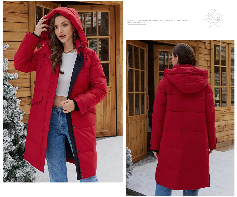 ICEbear 2024 Women's Jacket Long Fashion Women's Winter Down Coat Zip Pocket With Belt Parka High quality coat GWD4675P