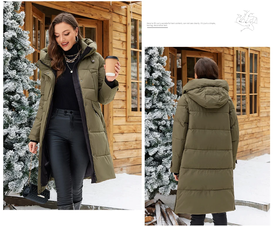 ICEbear 2024 Women's Jacket Long Fashion Women's Winter Down Coat Zip Pocket With Belt Parka High quality coat GWD4675P