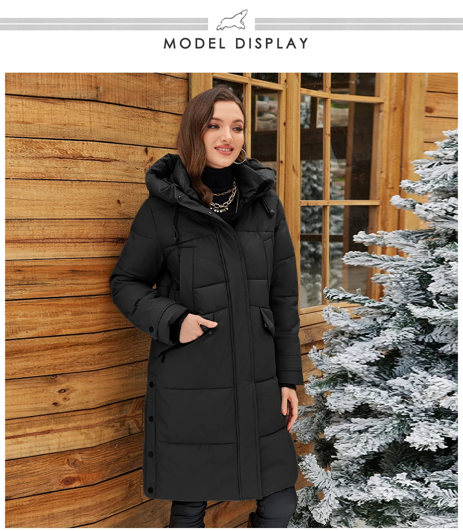 ICEbear 2024 Women's Jacket Long Fashion Women's Winter Down Coat Zip Pocket With Belt Parka High quality coat GWD4675P