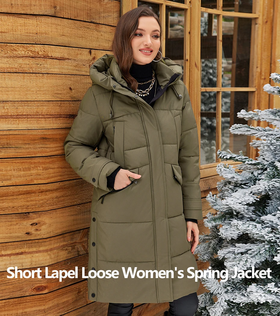 ICEbear 2024 Women's Jacket Long Fashion Women's Winter Down Coat Zip Pocket With Belt Parka High quality coat GWD4675P