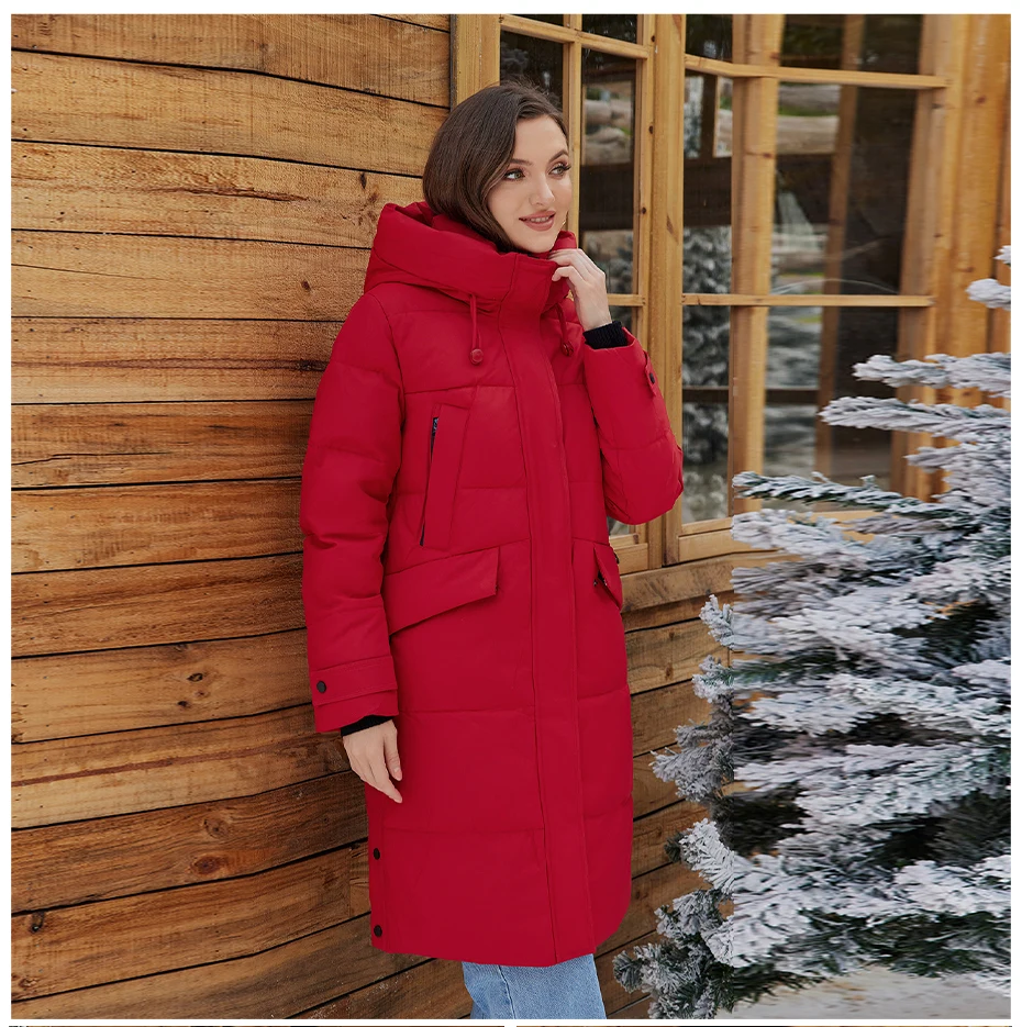 ICEbear 2024 Women's Jacket Long Fashion Women's Winter Down Coat Zip Pocket With Belt Parka High quality coat GWD4675P