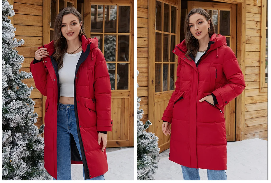ICEbear 2024 Women's Jacket Long Fashion Women's Winter Down Coat Zip Pocket With Belt Parka High quality coat GWD4675P