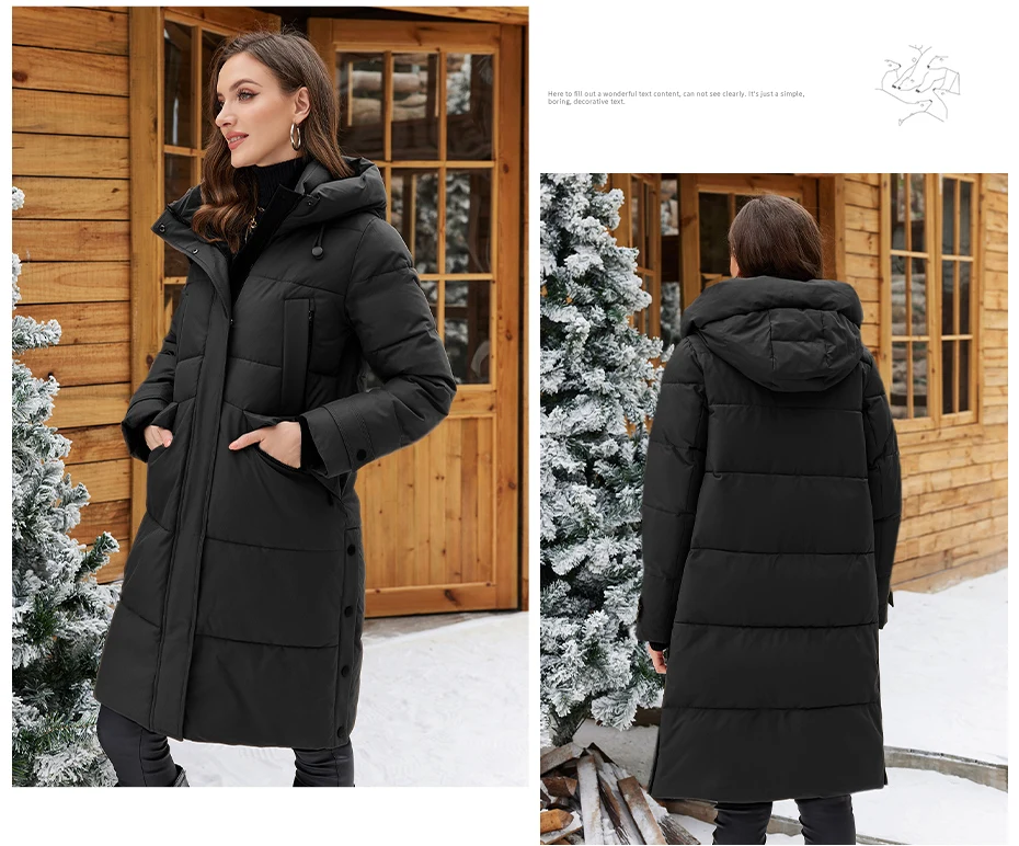 ICEbear 2024 Women's Jacket Long Fashion Women's Winter Down Coat Zip Pocket With Belt Parka High quality coat GWD4675P