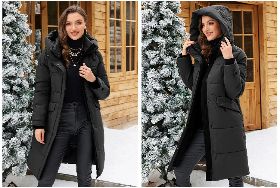ICEbear 2024 Women's Jacket Long Fashion Women's Winter Down Coat Zip Pocket With Belt Parka High quality coat GWD4675P