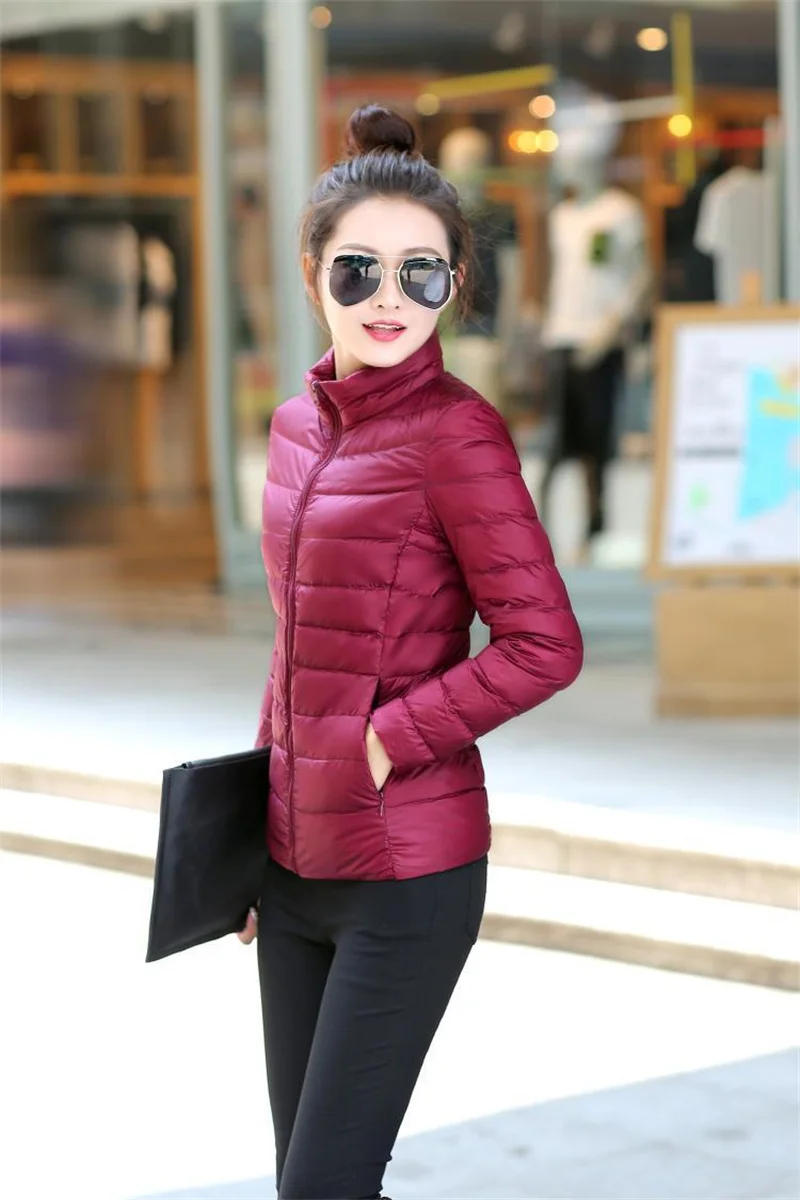 2027 Autumn Winter Down Jacket Women Parkas New Stand-UP Collar Warm Cotton Padded Jacket Light Thin Down Coats Ladies Outwear