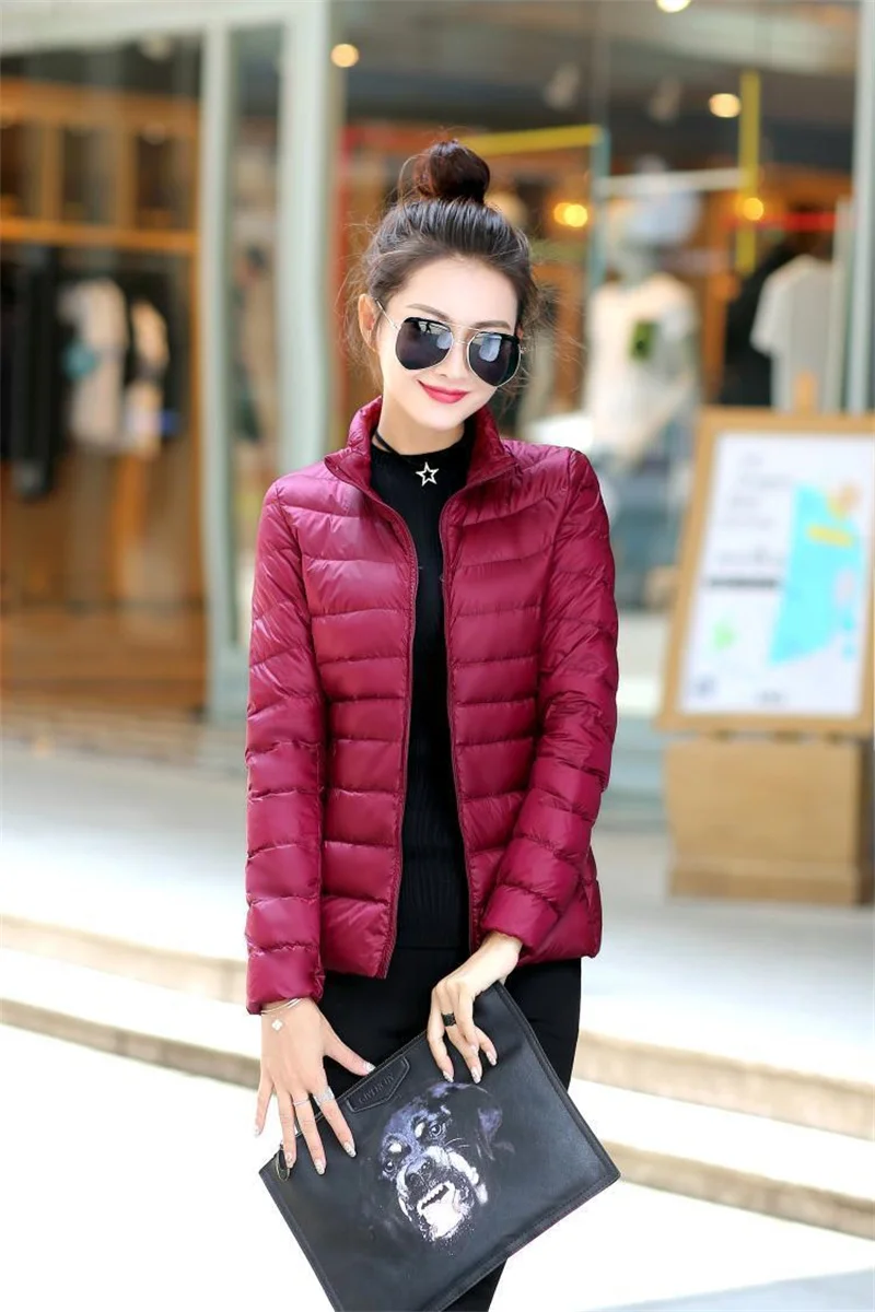 2027 Autumn Winter Down Jacket Women Parkas New Stand-UP Collar Warm Cotton Padded Jacket Light Thin Down Coats Ladies Outwear