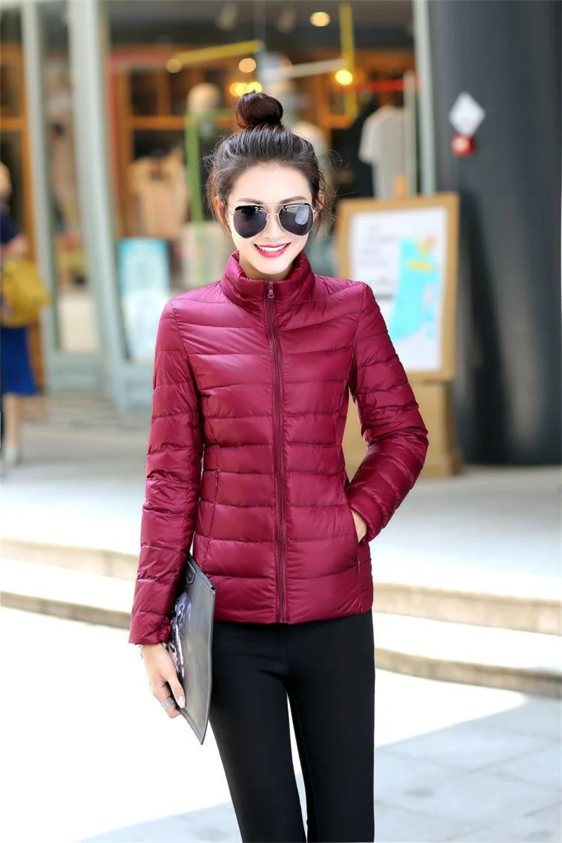 2027 Autumn Winter Down Jacket Women Parkas New Stand-UP Collar Warm Cotton Padded Jacket Light Thin Down Coats Ladies Outwear