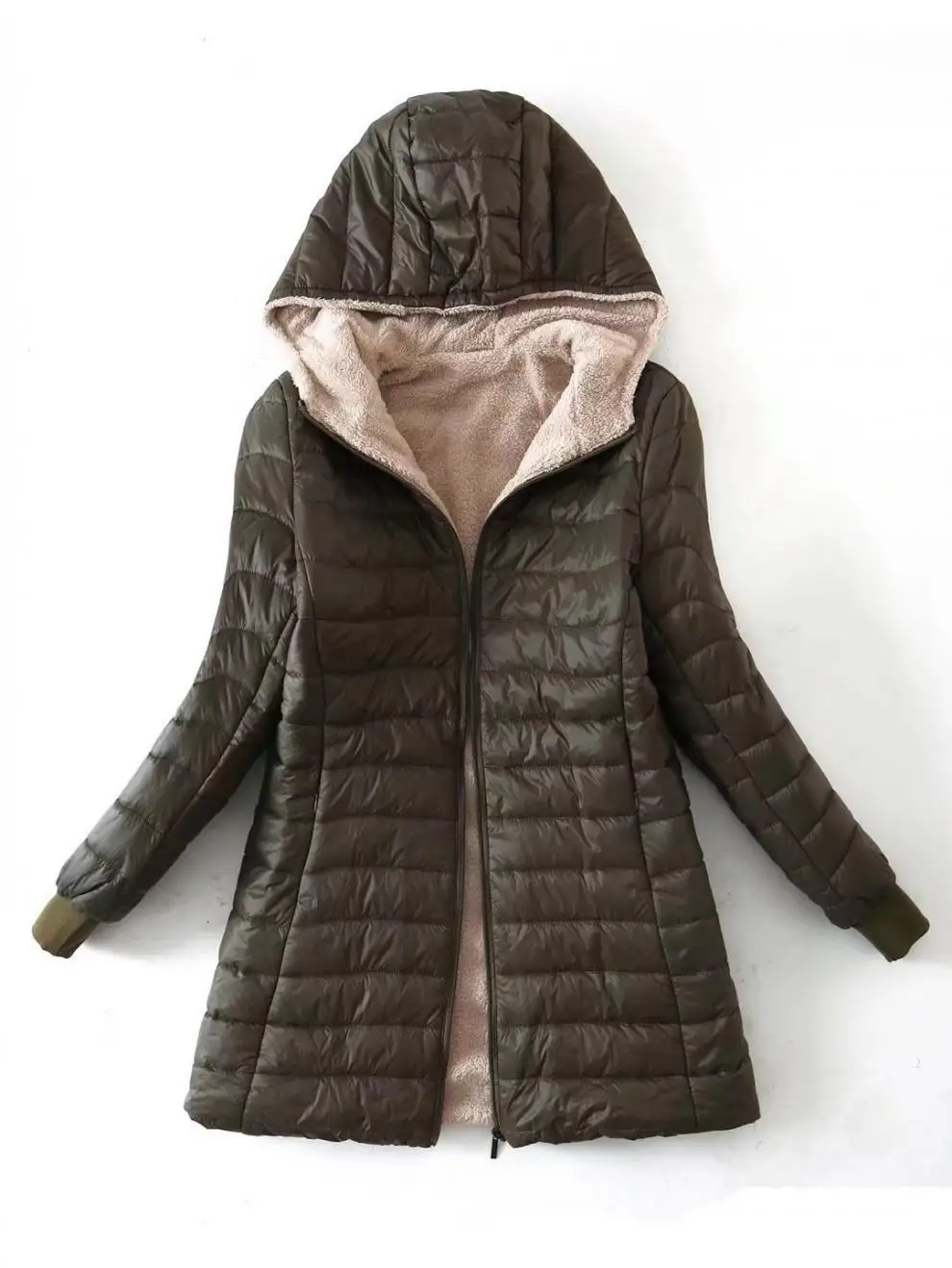 Zipper Cardigan Solid Spliced Women Clothing Parkas Hooded Long Sleeve Outerwear Loose Fit Casual Pockets 2024 Autumn Parka