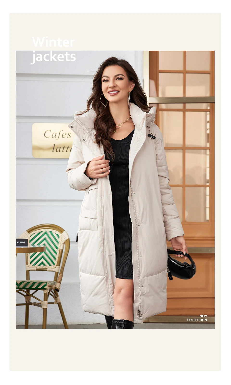 HaiLuoZi 2023 Women Winter Coat Long Thick Parkas Zip Up Warm Female Outwear Slant Pocket Drawstring Hem Women's Jackets 1107