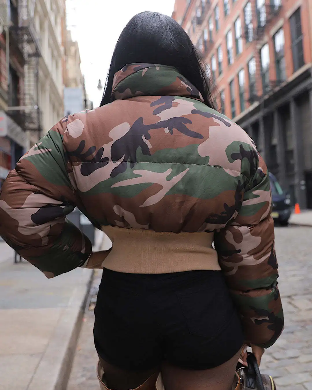 DEAT Fashion Women's Cotton-padded Coat Lapel Loose Zipper Camouflage Thick Warm Short Quilted Jacket Winter 2024 New 7AB6176
