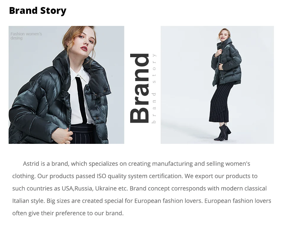 Astrid 2022 New Winter Women's coat women long warm parka fashion thick Jacket hooded camel fur large sizes female clothing 6703