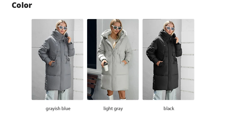 GASMAN 2024 Women down Jacket Long Classic zipper design Big Pocket Stand Collar Hooded Slim coat Women Parkas 88611