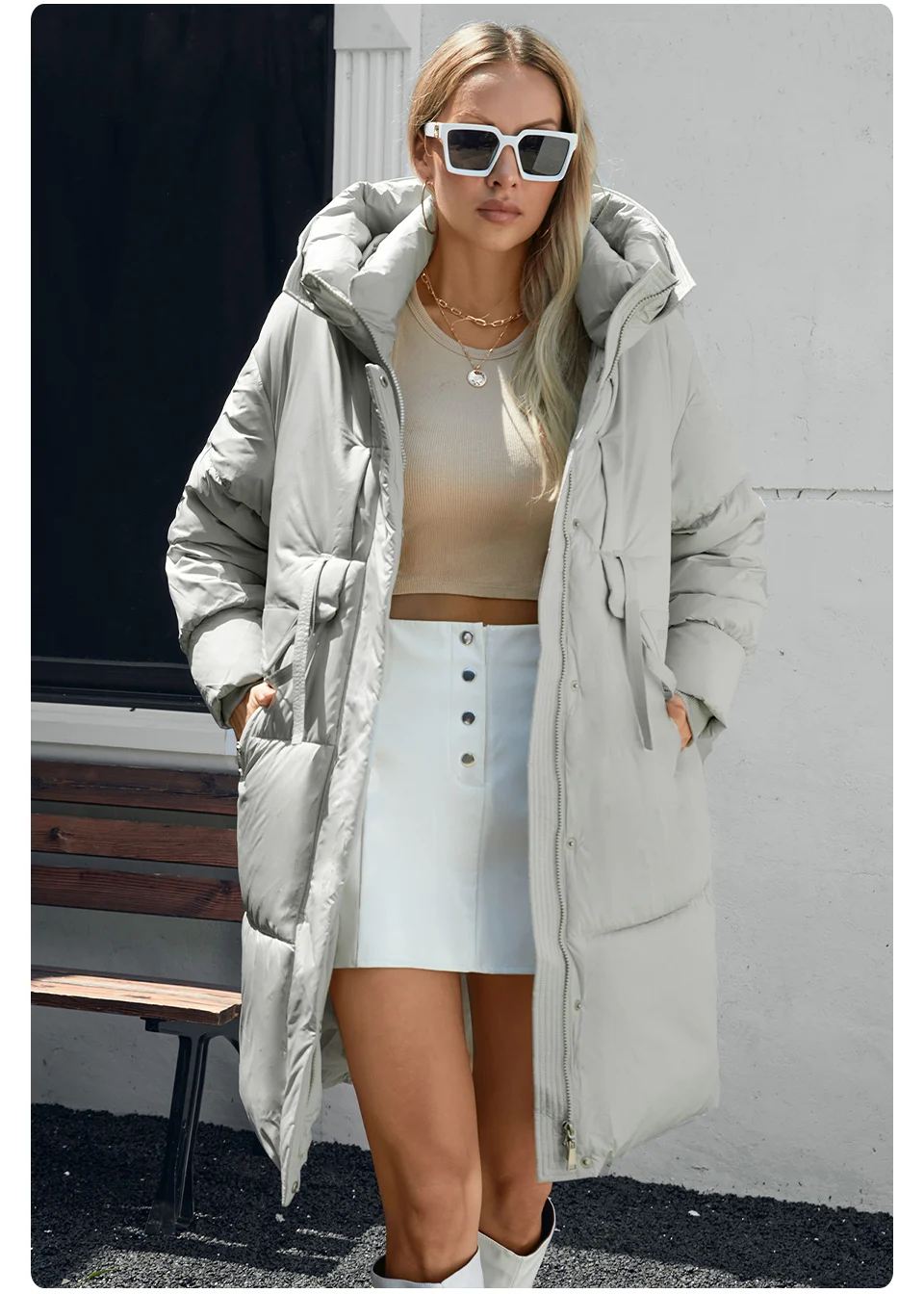 GASMAN 2024 Women down Jacket Long Classic zipper design Big Pocket Stand Collar Hooded Slim coat Women Parkas 88611
