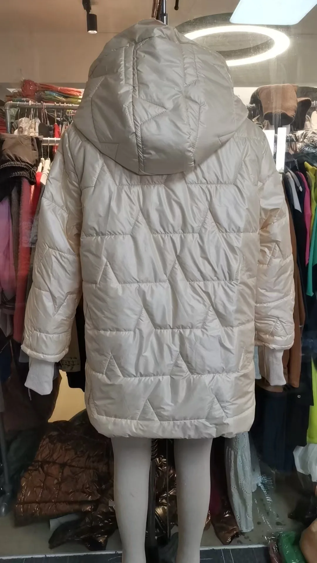 Parkas Coat Women Cotton Padded Jacket Hooded Outerwear Winter Thick Warm Pockets Zipper Puffer Windproof Mid Length Overcoat
