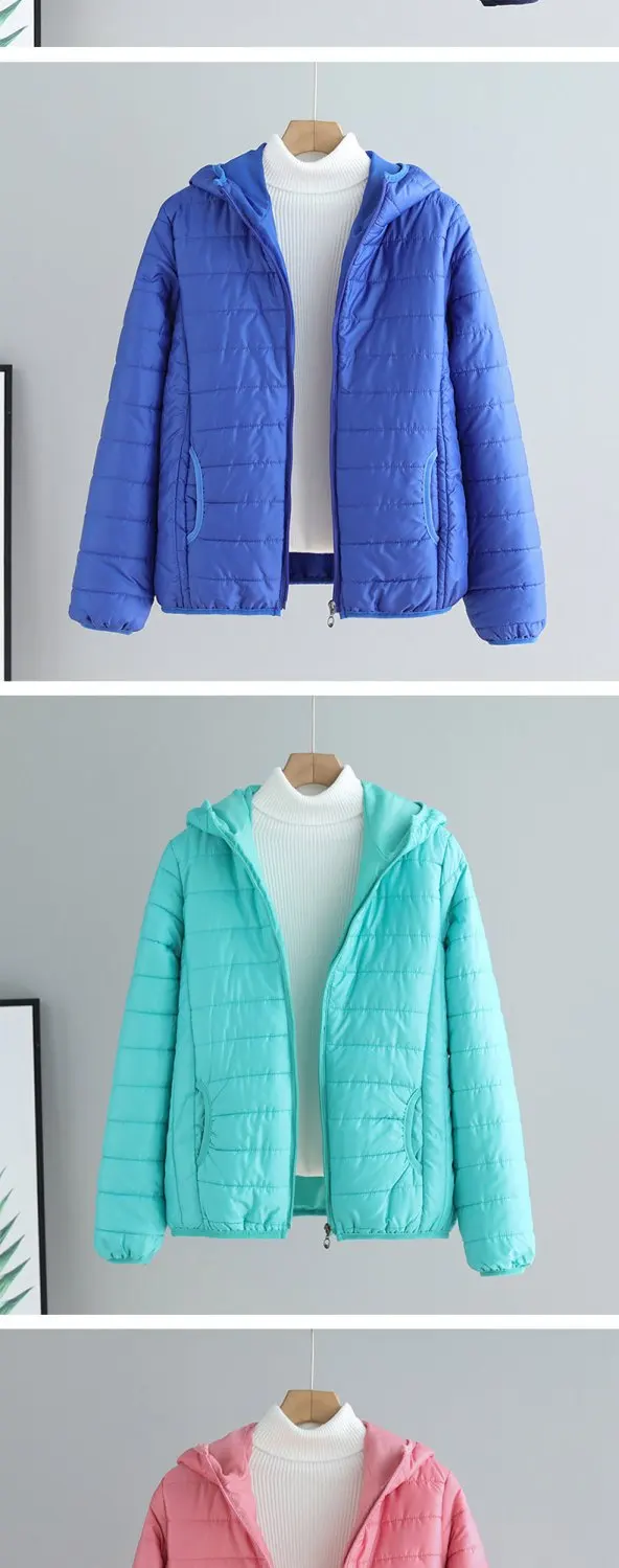 Lightweight Cotton-Padded Jacket For Women 2025 New Winter Cotton Coat Thin Loose Short Women Hooded Parkas Coat Women Outwear