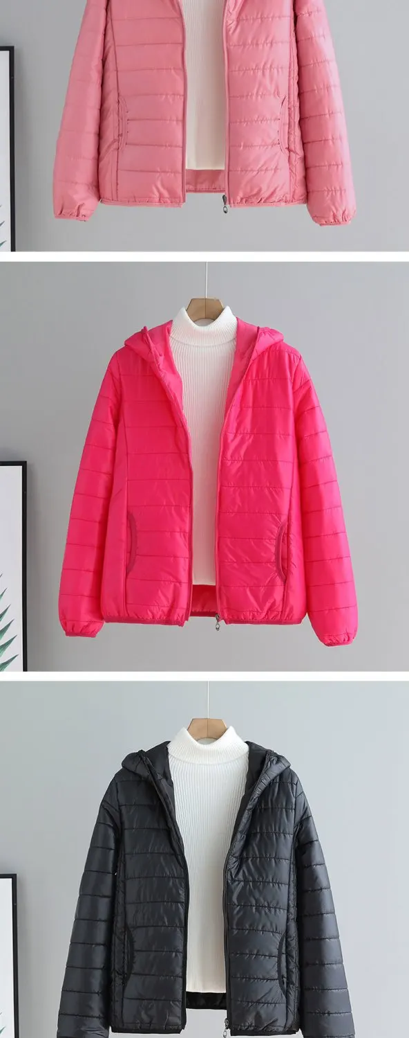 Lightweight Cotton-Padded Jacket For Women 2025 New Winter Cotton Coat Thin Loose Short Women Hooded Parkas Coat Women Outwear