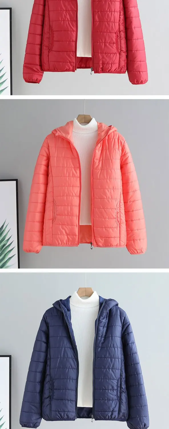 Lightweight Cotton-Padded Jacket For Women 2025 New Winter Cotton Coat Thin Loose Short Women Hooded Parkas Coat Women Outwear