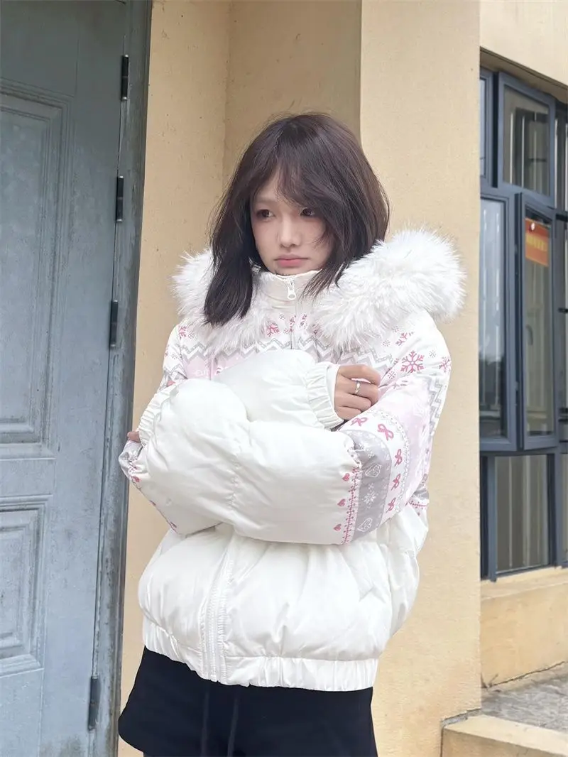 Women's Winter Tops Jacket Cotton Coat Striped Hooded Thickened Warm Vintage Simple Comfortable Leisure Fashion Niche Versatile