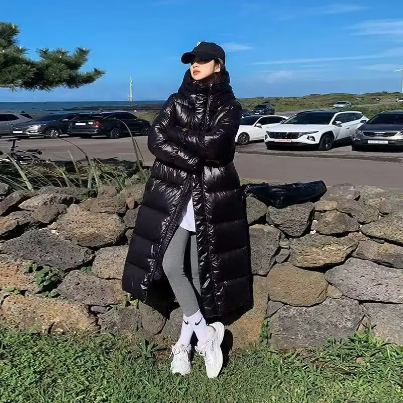 2025 New Women Shiny Cotton Jacket Women'S Long Cotton Coat Korean Loose Large Size Parkas Coat Fashion Hooded Thicken Jacket