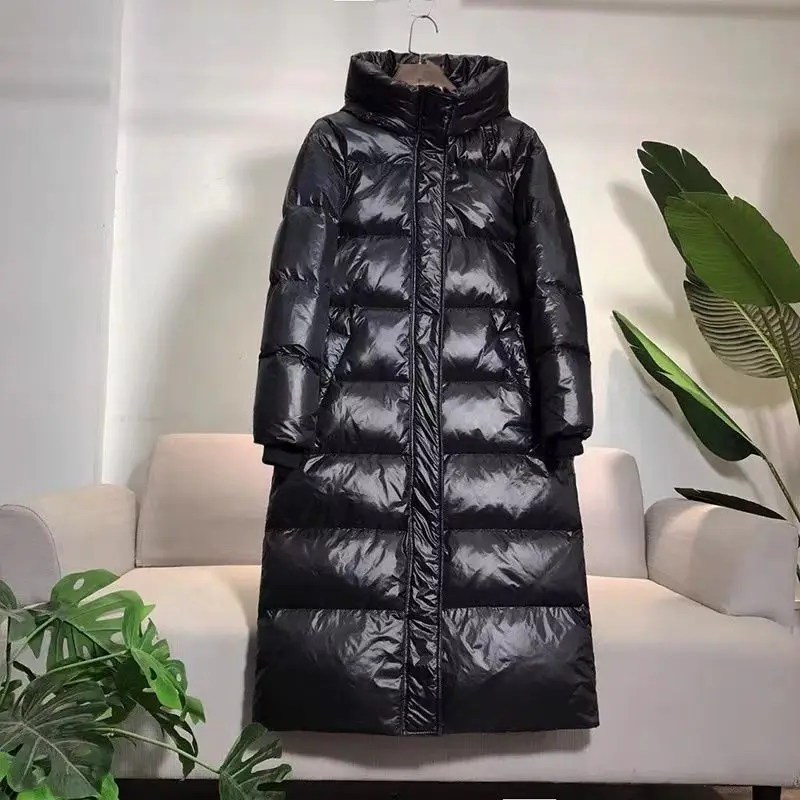 2025 New Women Shiny Cotton Jacket Women'S Long Cotton Coat Korean Loose Large Size Parkas Coat Fashion Hooded Thicken Jacket