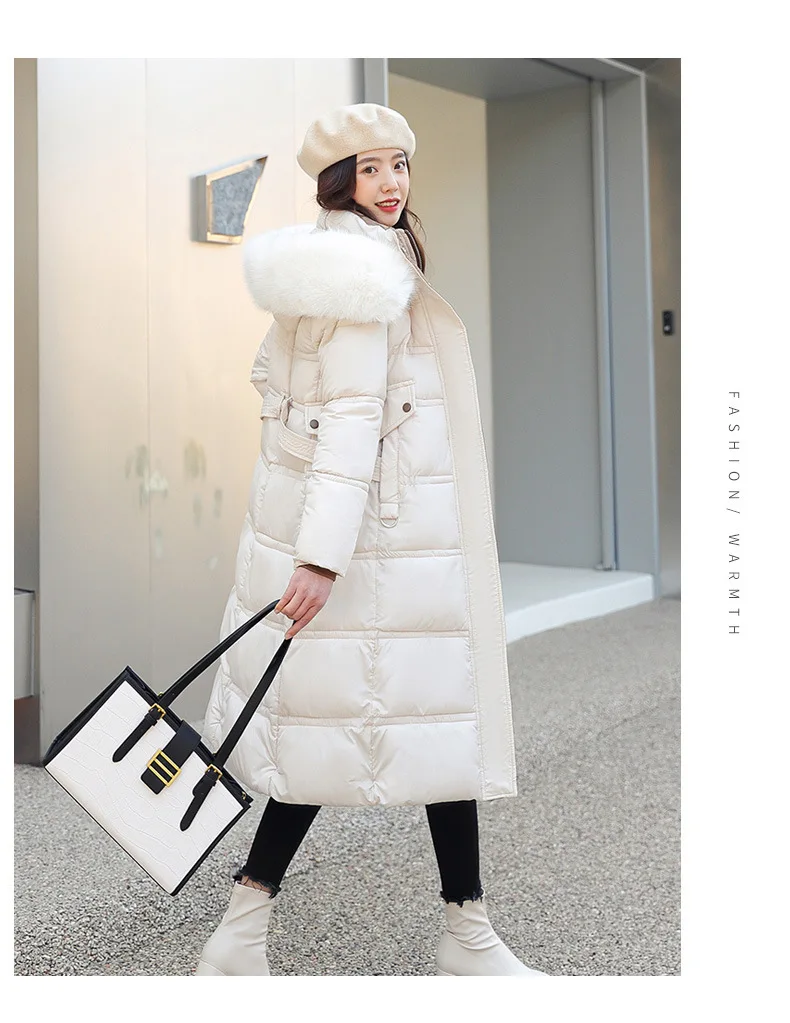 Women Long Coats Parkas Hooded Fur Collar Jackets Thick Warm Y2k Streetwear Elegant Jacket Work Coat High Waist Autumn Winter