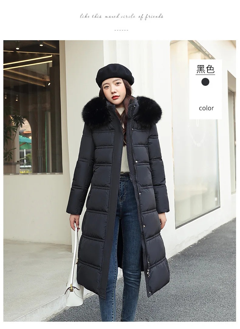 Women Long Coats Parkas Hooded Fur Collar Jackets Thick Warm Y2k Streetwear Elegant Jacket Work Coat High Waist Autumn Winter