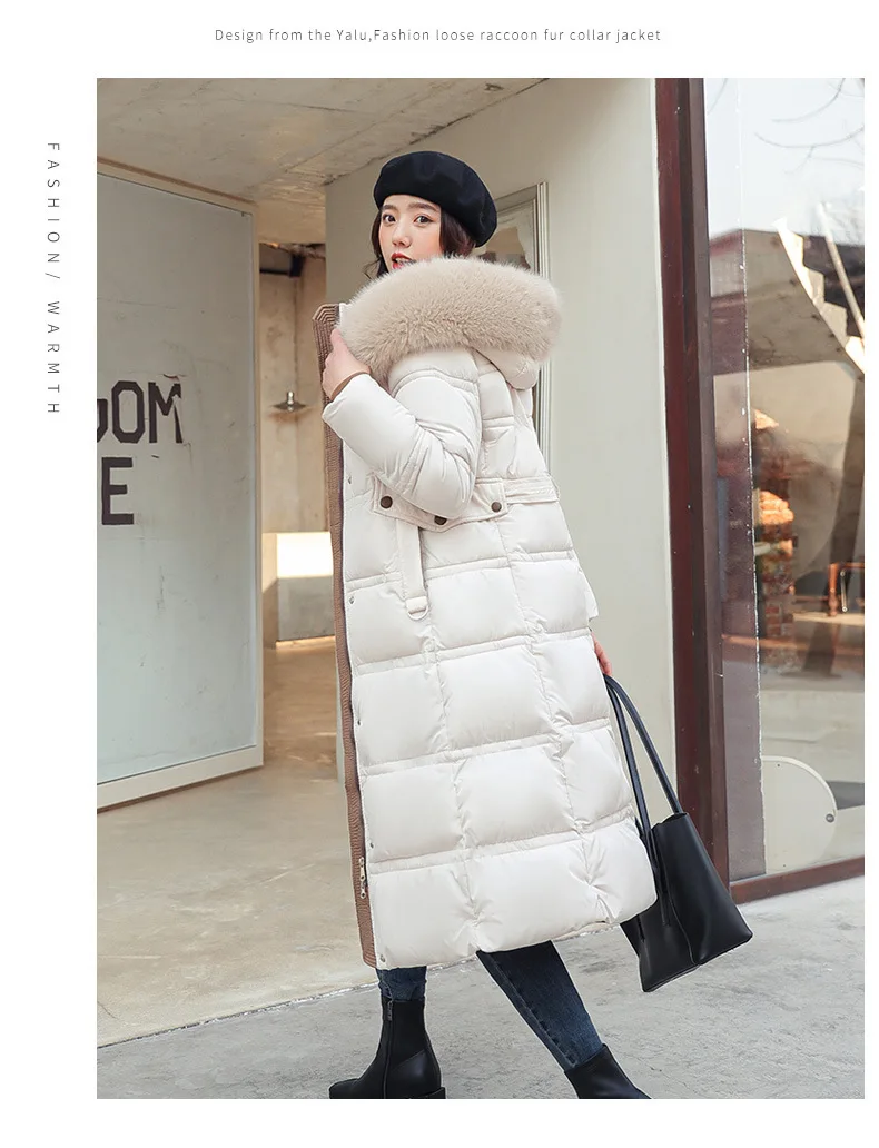 Women Long Coats Parkas Hooded Fur Collar Jackets Thick Warm Y2k Streetwear Elegant Jacket Work Coat High Waist Autumn Winter