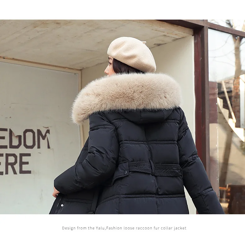 Women Long Coats Parkas Hooded Fur Collar Jackets Thick Warm Y2k Streetwear Elegant Jacket Work Coat High Waist Autumn Winter