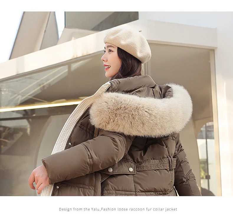 Women Long Coats Parkas Hooded Fur Collar Jackets Thick Warm Y2k Streetwear Elegant Jacket Work Coat High Waist Autumn Winter