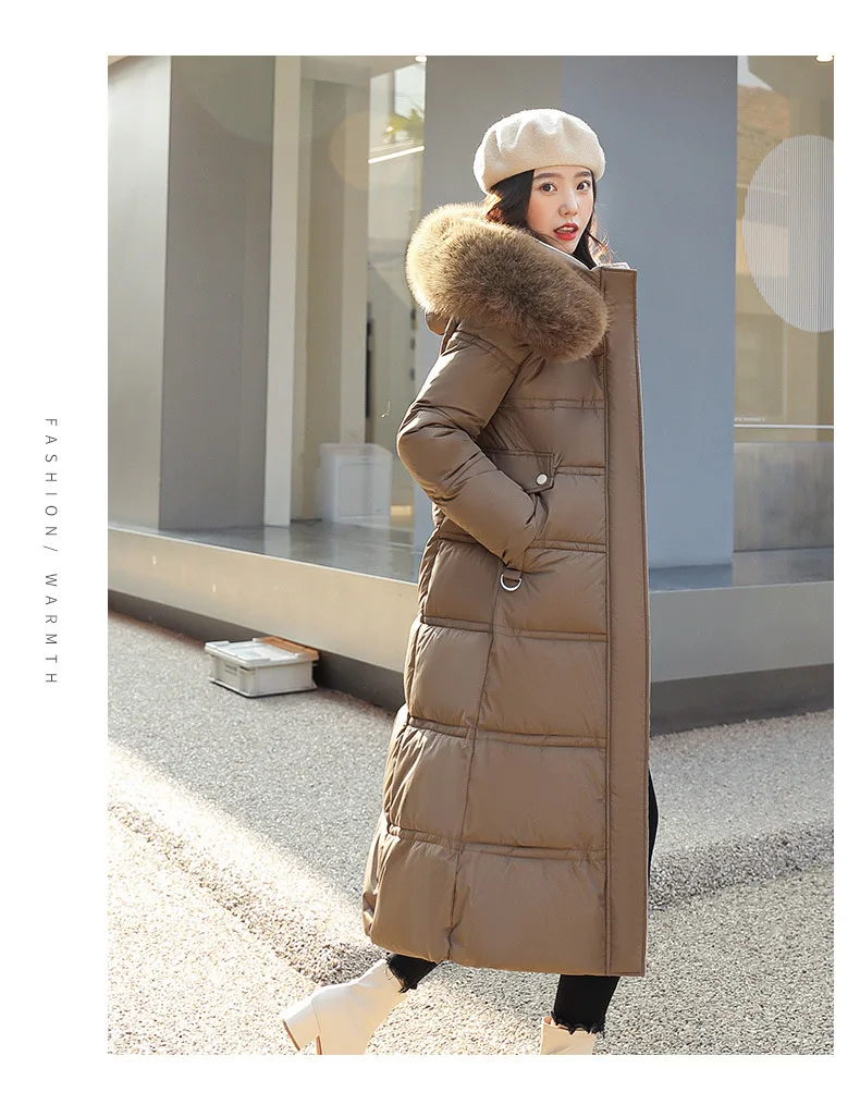 Women Long Coats Parkas Hooded Fur Collar Jackets Thick Warm Y2k Streetwear Elegant Jacket Work Coat High Waist Autumn Winter