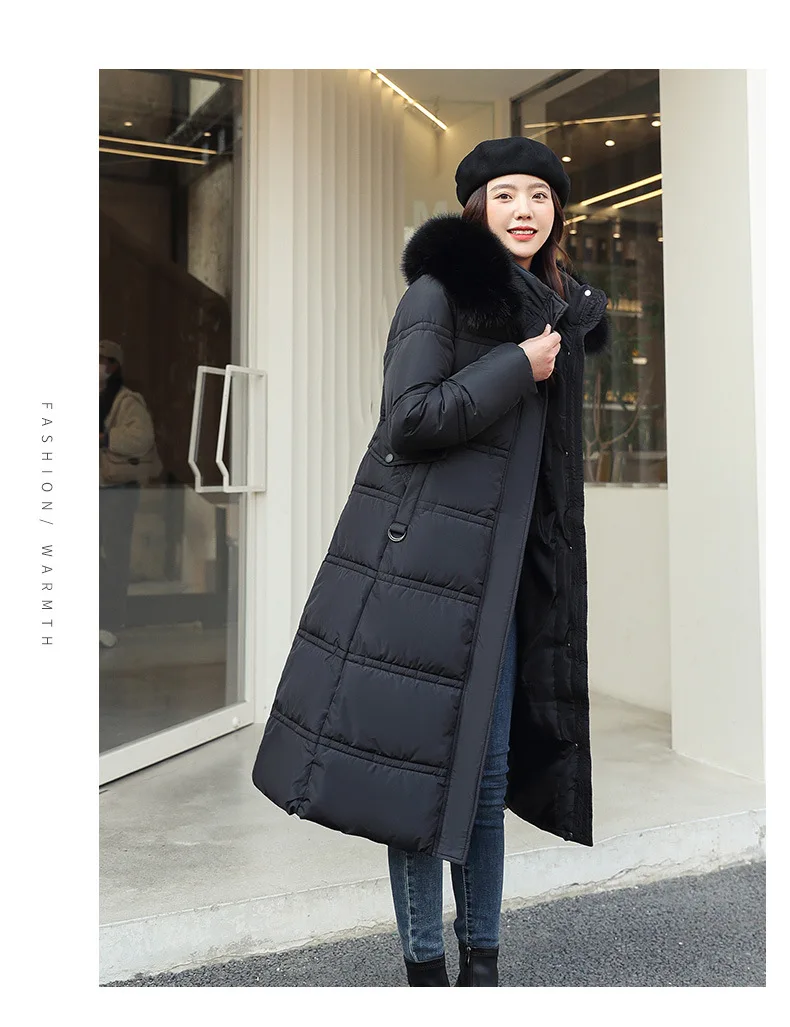 Women Long Coats Parkas Hooded Fur Collar Jackets Thick Warm Y2k Streetwear Elegant Jacket Work Coat High Waist Autumn Winter