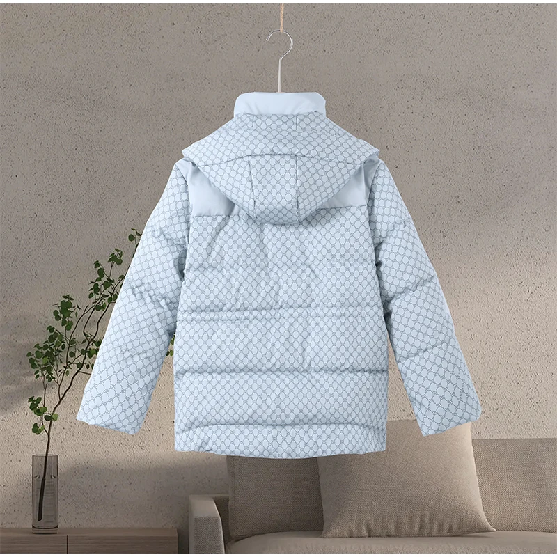 Printed Female Winter Cotton Quilted Jacket Hooded Thicken Zipper Single Breasted Long Sleeve 2025 New Casual Coat Loose Outwear