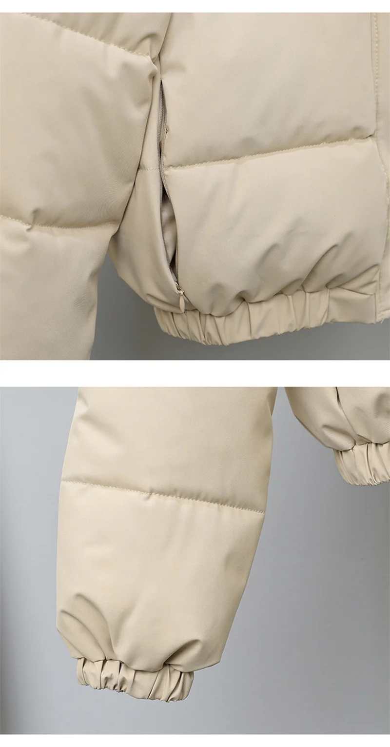 2025 Fashion Winter Short Parkas Women's Cotton-padded Clothes Add Velvet Thicken Fur Collar Removable Hooded Coats Warm Jackets