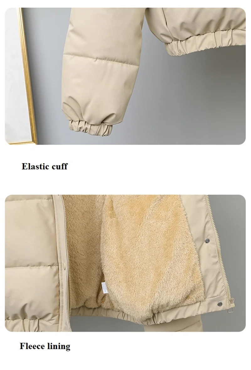 2025 Fashion Winter Short Parkas Women's Cotton-padded Clothes Add Velvet Thicken Fur Collar Removable Hooded Coats Warm Jackets