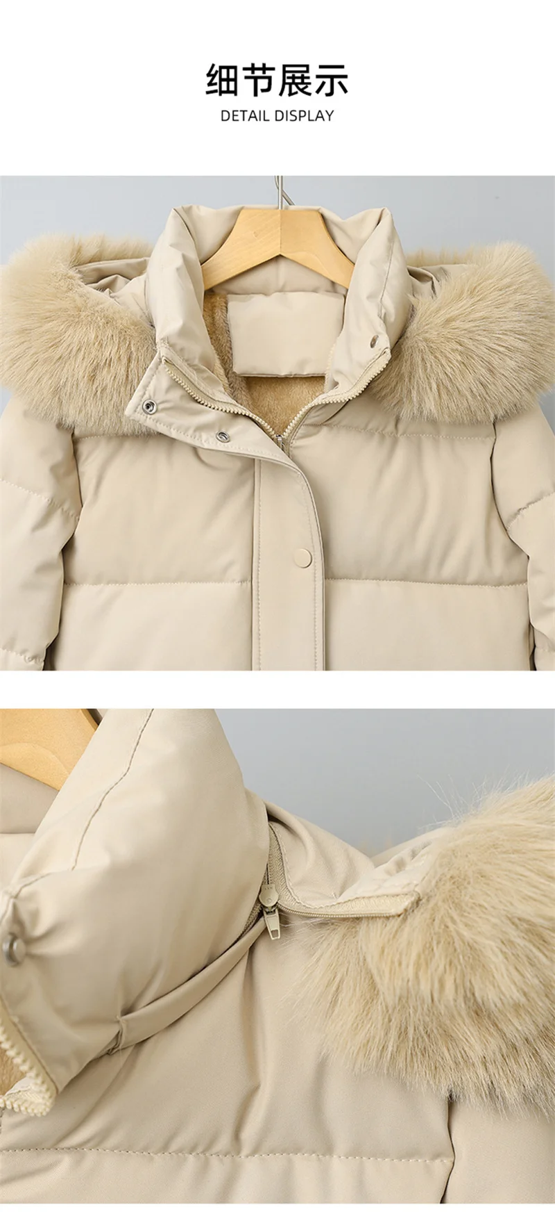2025 Fashion Winter Short Parkas Women's Cotton-padded Clothes Add Velvet Thicken Fur Collar Removable Hooded Coats Warm Jackets