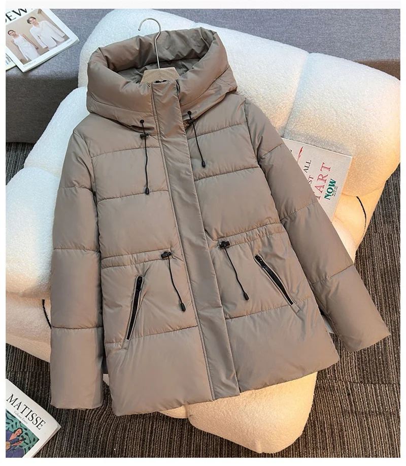 2025 New Hooded Parkas Women's Winter Cotton-padded Jackets Mid-length Overcoat Fashion Thicken Warm Casual Parkas Streetwear
