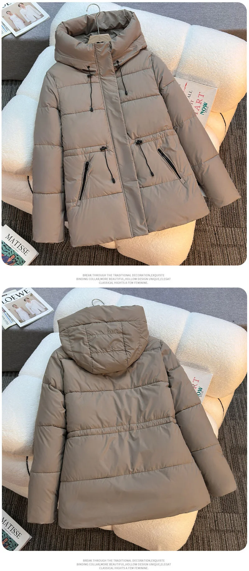 2025 New Hooded Parkas Women's Winter Cotton-padded Jackets Mid-length Overcoat Fashion Thicken Warm Casual Parkas Streetwear