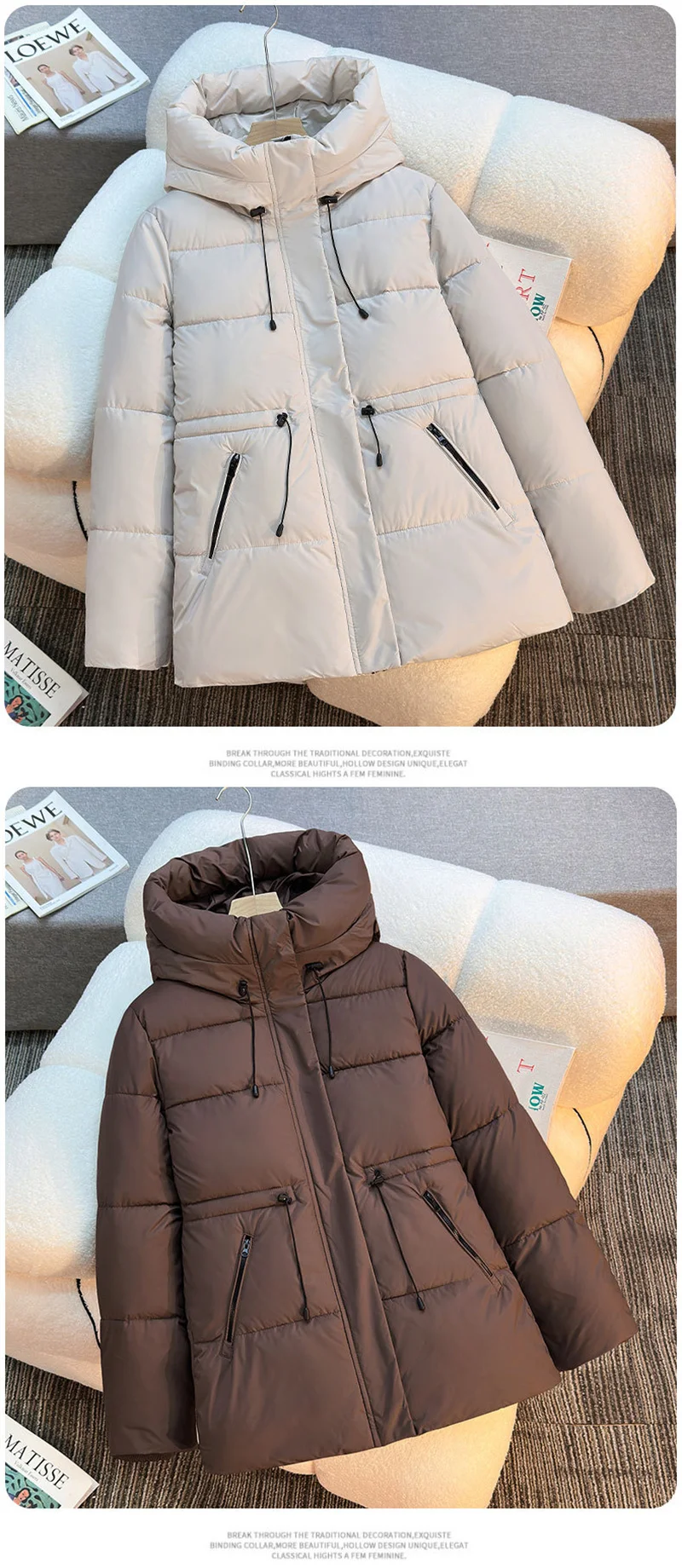 2025 New Hooded Parkas Women's Winter Cotton-padded Jackets Mid-length Overcoat Fashion Thicken Warm Casual Parkas Streetwear