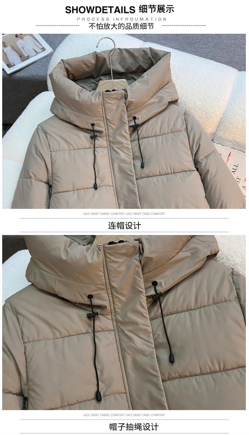 2025 New Hooded Parkas Women's Winter Cotton-padded Jackets Mid-length Overcoat Fashion Thicken Warm Casual Parkas Streetwear