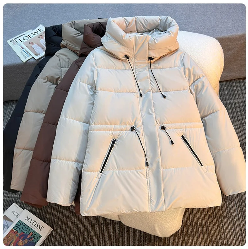 2025 New Hooded Parkas Women's Winter Cotton-padded Jackets Mid-length Overcoat Fashion Thicken Warm Casual Parkas Streetwear