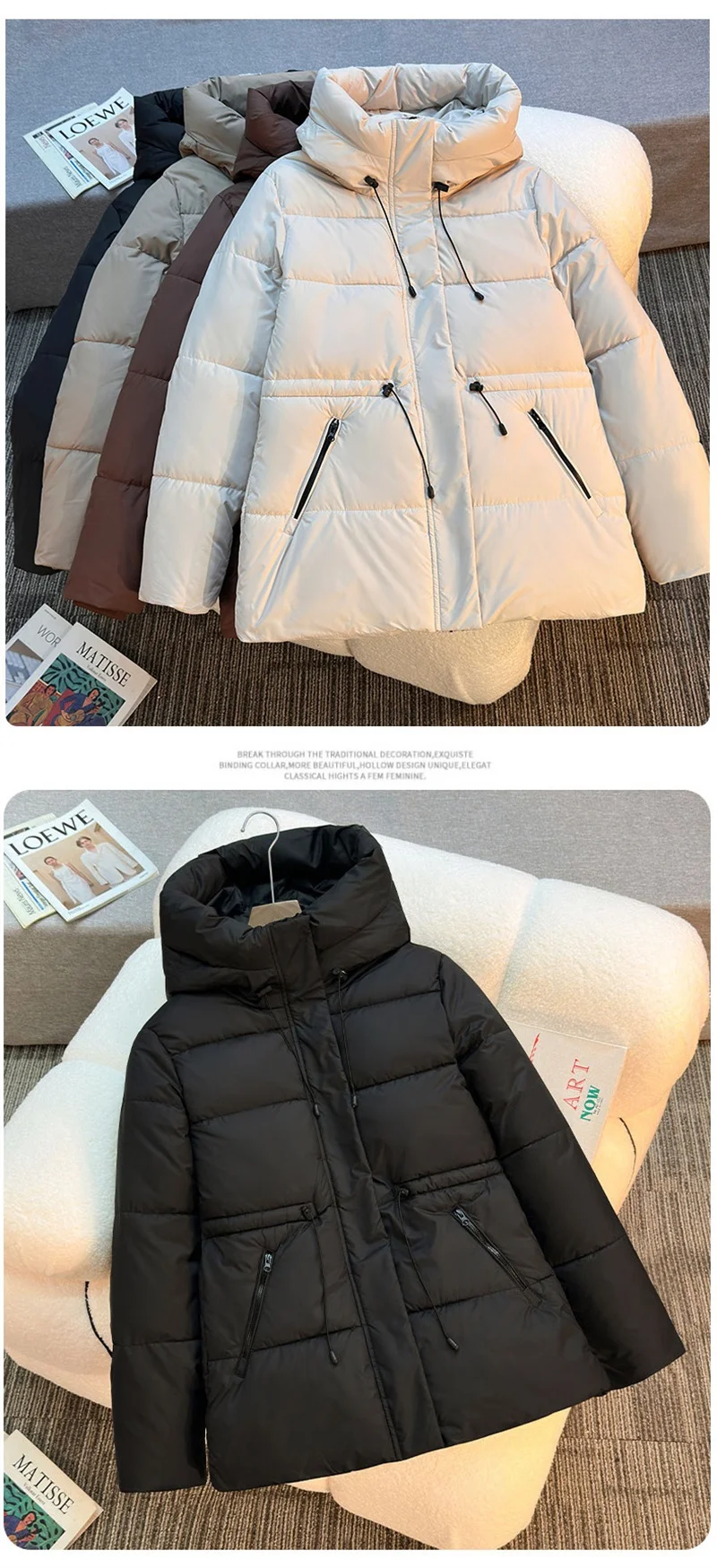2025 New Hooded Parkas Women's Winter Cotton-padded Jackets Mid-length Overcoat Fashion Thicken Warm Casual Parkas Streetwear