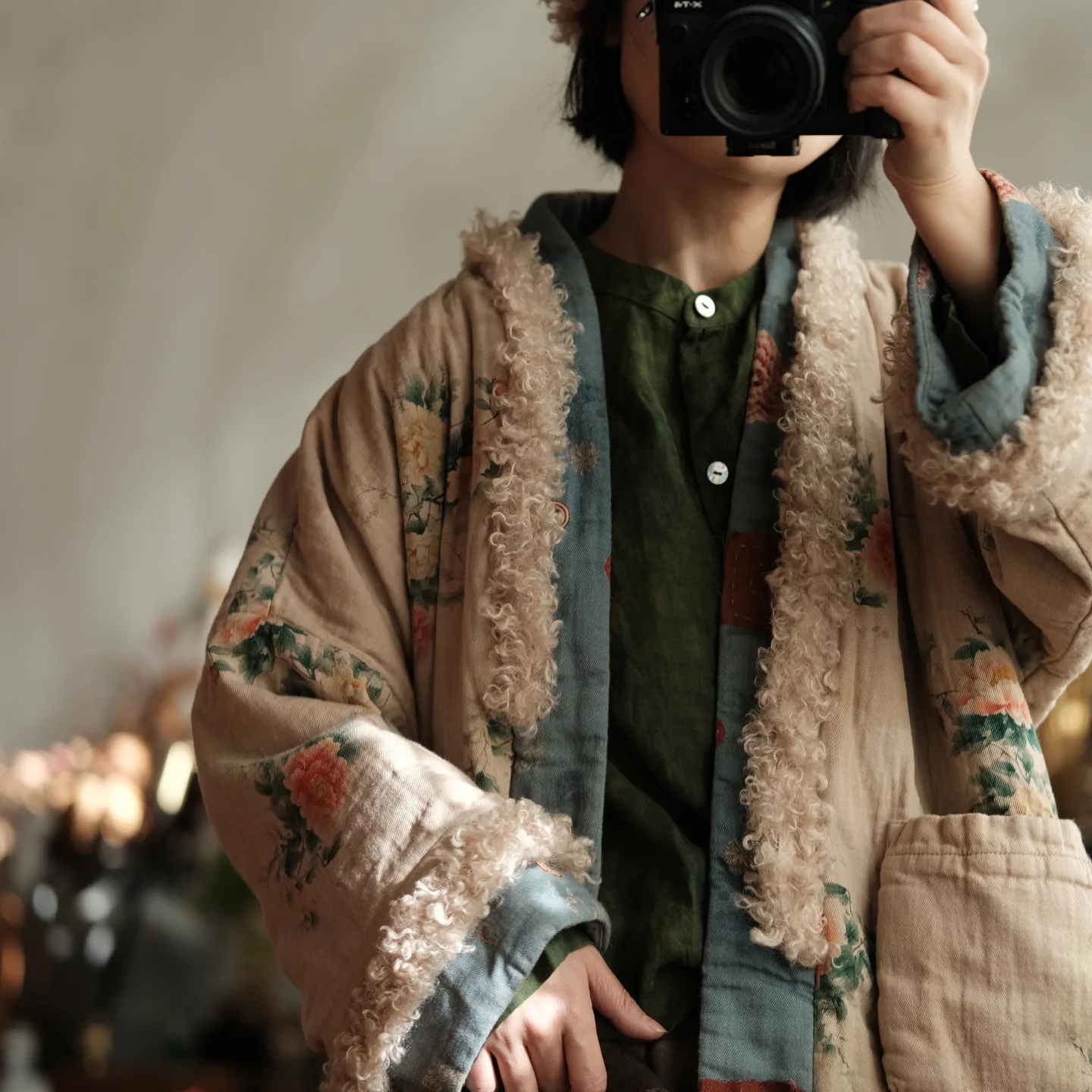 Johnature Women Vintage Winter Print Floral Parkas Patchwork Color Coats 2025 New Long Sleeve Warm Chinese Style Cotton Parkas