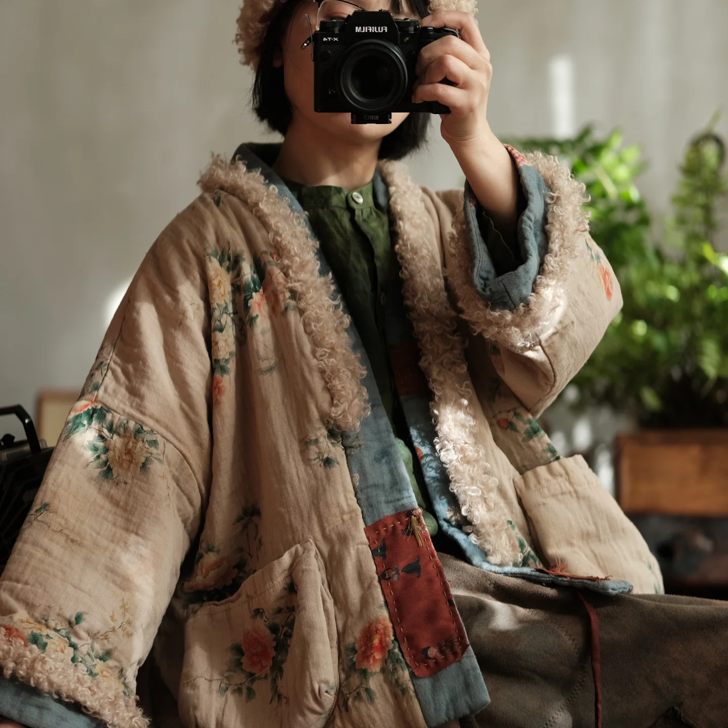 Johnature Women Vintage Winter Print Floral Parkas Patchwork Color Coats 2025 New Long Sleeve Warm Chinese Style Cotton Parkas