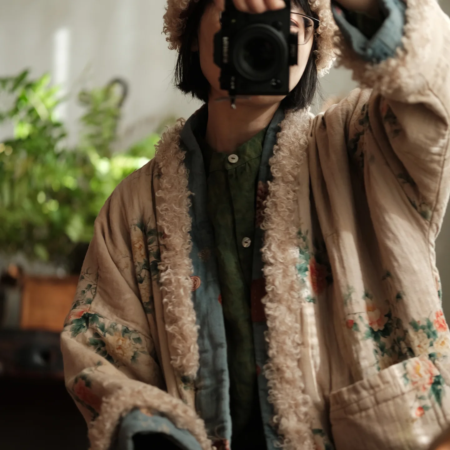 Johnature Women Vintage Winter Print Floral Parkas Patchwork Color Coats 2025 New Long Sleeve Warm Chinese Style Cotton Parkas