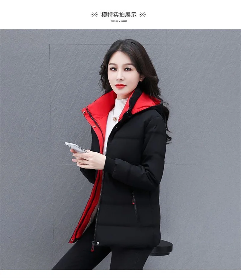 Detachable Hooded Parka Windproof jacket Female's winter jacket plush and Thickened High-End Women's Short Cotton Coat Patchwork