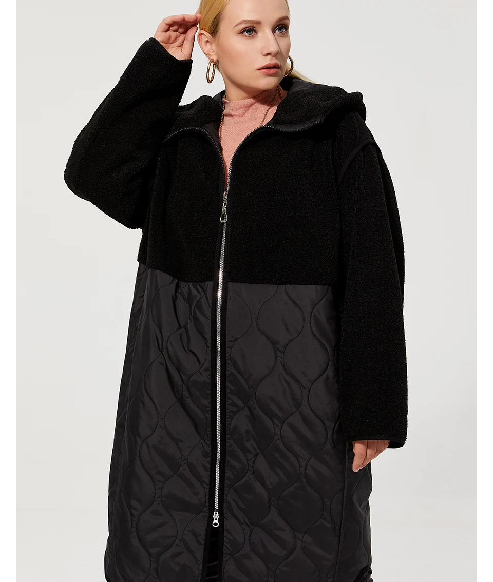 Astrid 2022 Women's autumn winter coat faux Fur tops Fashion stitching down jacket Hooded Oversize parkas Women coat  AM-7542