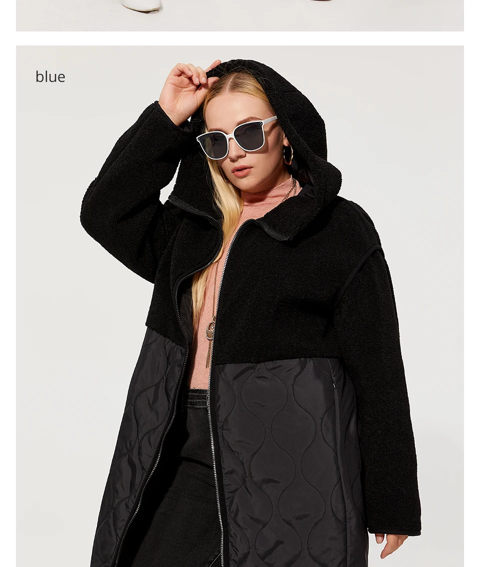 Astrid 2022 Women's autumn winter coat faux Fur tops Fashion stitching down jacket Hooded Oversize parkas Women coat  AM-7542