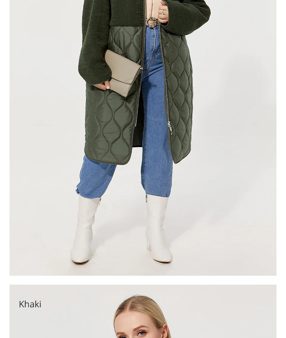 Astrid 2022 Women's autumn winter coat faux Fur tops Fashion stitching down jacket Hooded Oversize parkas Women coat  AM-7542