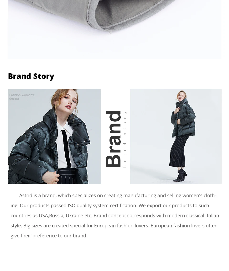 Astrid 2022 Women's autumn winter coat faux Fur tops Fashion stitching down jacket Hooded Oversize parkas Women coat  AM-7542