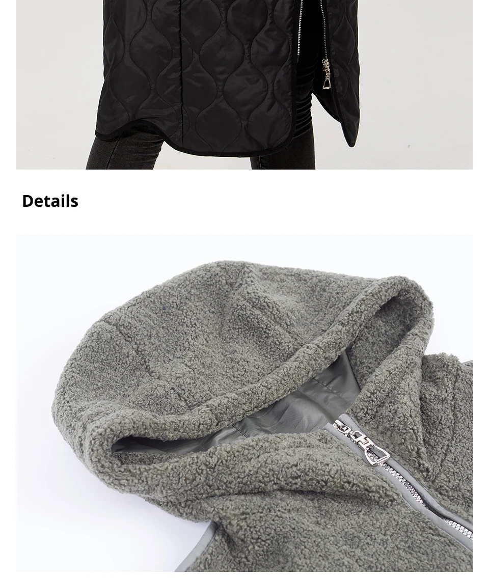Astrid 2022 Women's autumn winter coat faux Fur tops Fashion stitching down jacket Hooded Oversize parkas Women coat  AM-7542